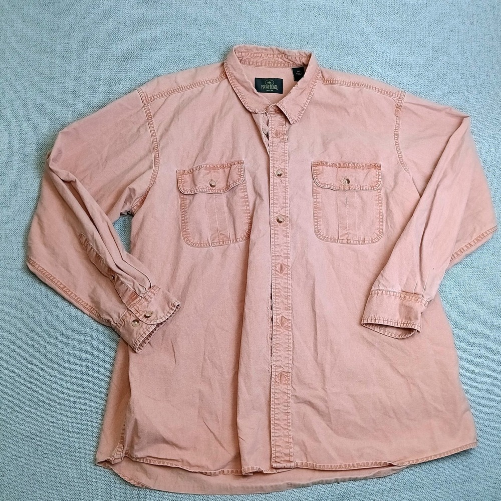 RedHead Button Down Shirt Mens 2XL Peach Excellent Long Sleeve Cotton Utility
